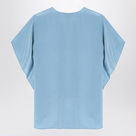 Max Mara Pianoforte Light Blue Flowy Silk Blouse