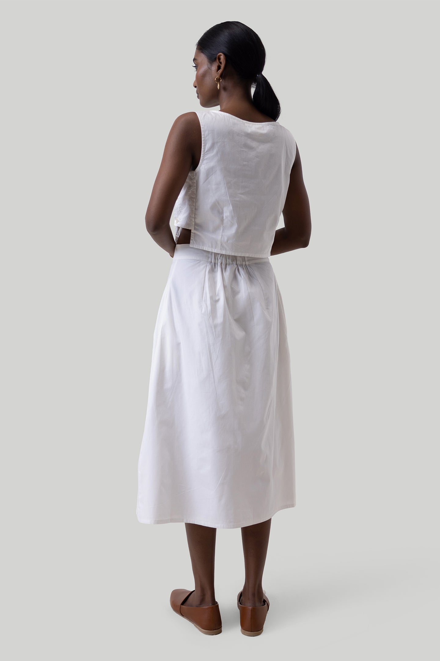 Reistor Overlap Midi Skirt in White