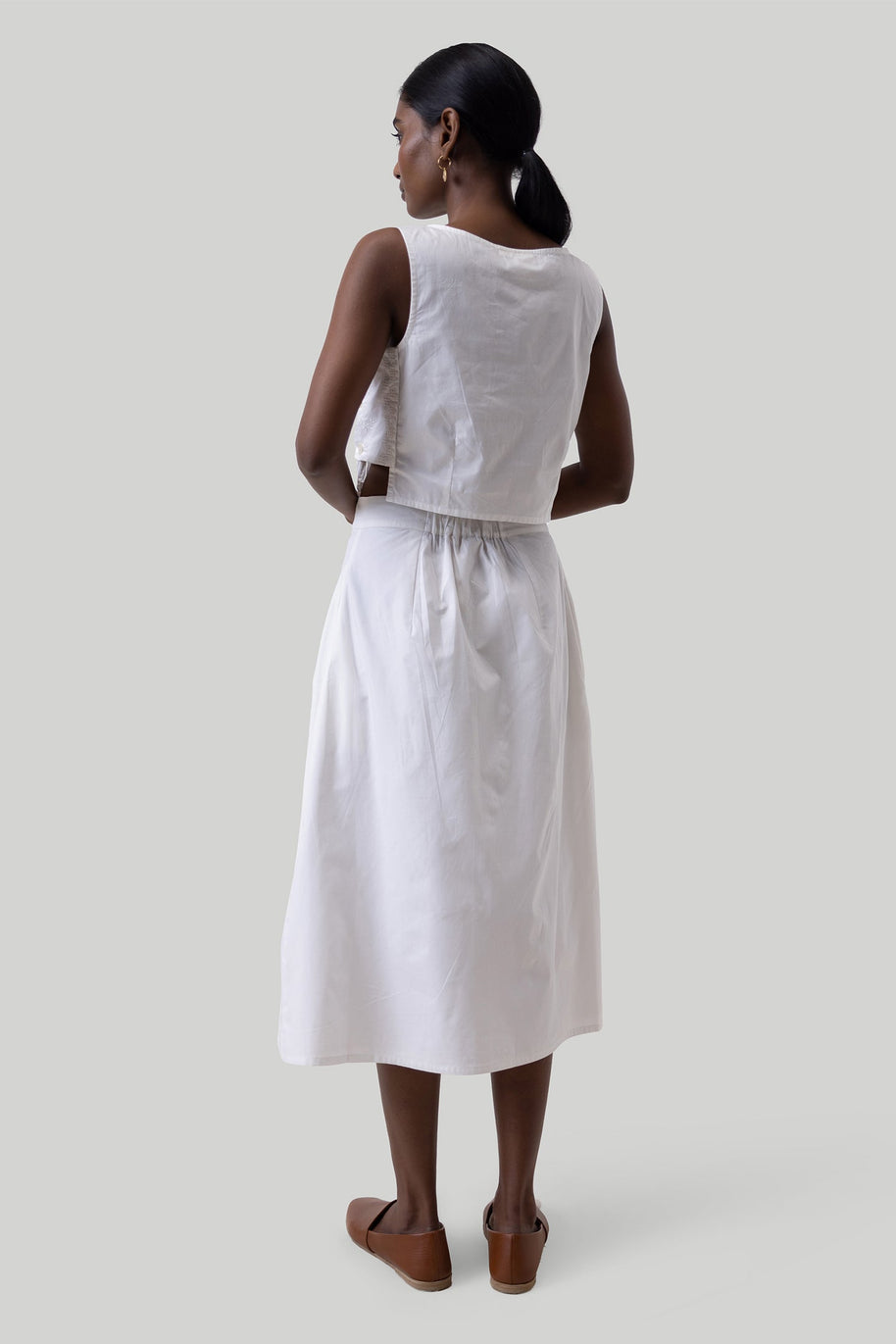 Reistor Overlap Midi Skirt in White