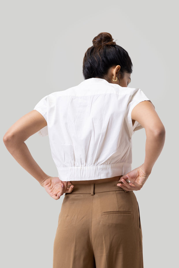 Oversized Crop Shirt In Off-white