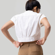 Reistor Oversized Crop Shirt in Off-white