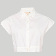 Reistor Oversized Crop Shirt in Off-white