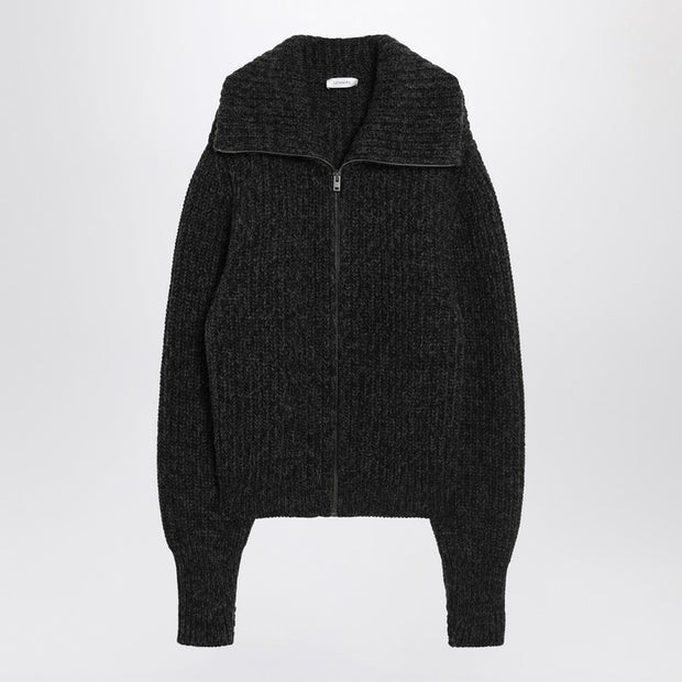 LEMAIRE Black/brown Zip Cardigan In Alpaca Blend