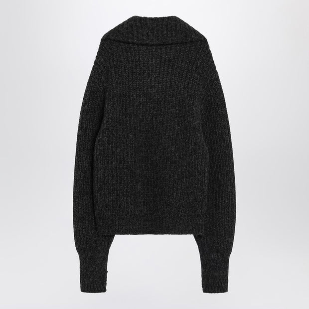 LEMAIRE Black/brown Zip Cardigan In Alpaca Blend