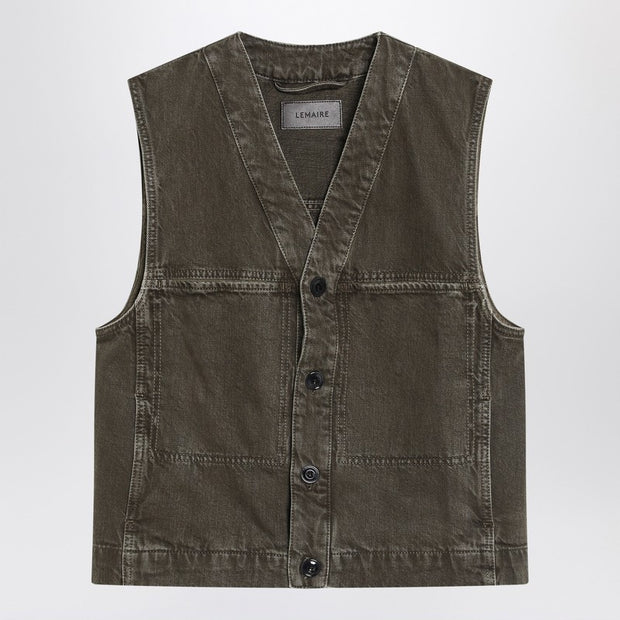 LEMAIRE Moss Green Denim Vest