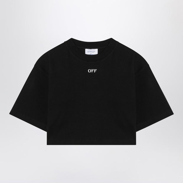 Off White Off-White™ Black Cropped T-shirt With Logo