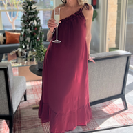 Reistor One-shoulder Midi dress in Burgundy