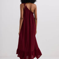 Reistor One-shoulder Midi dress in Burgundy