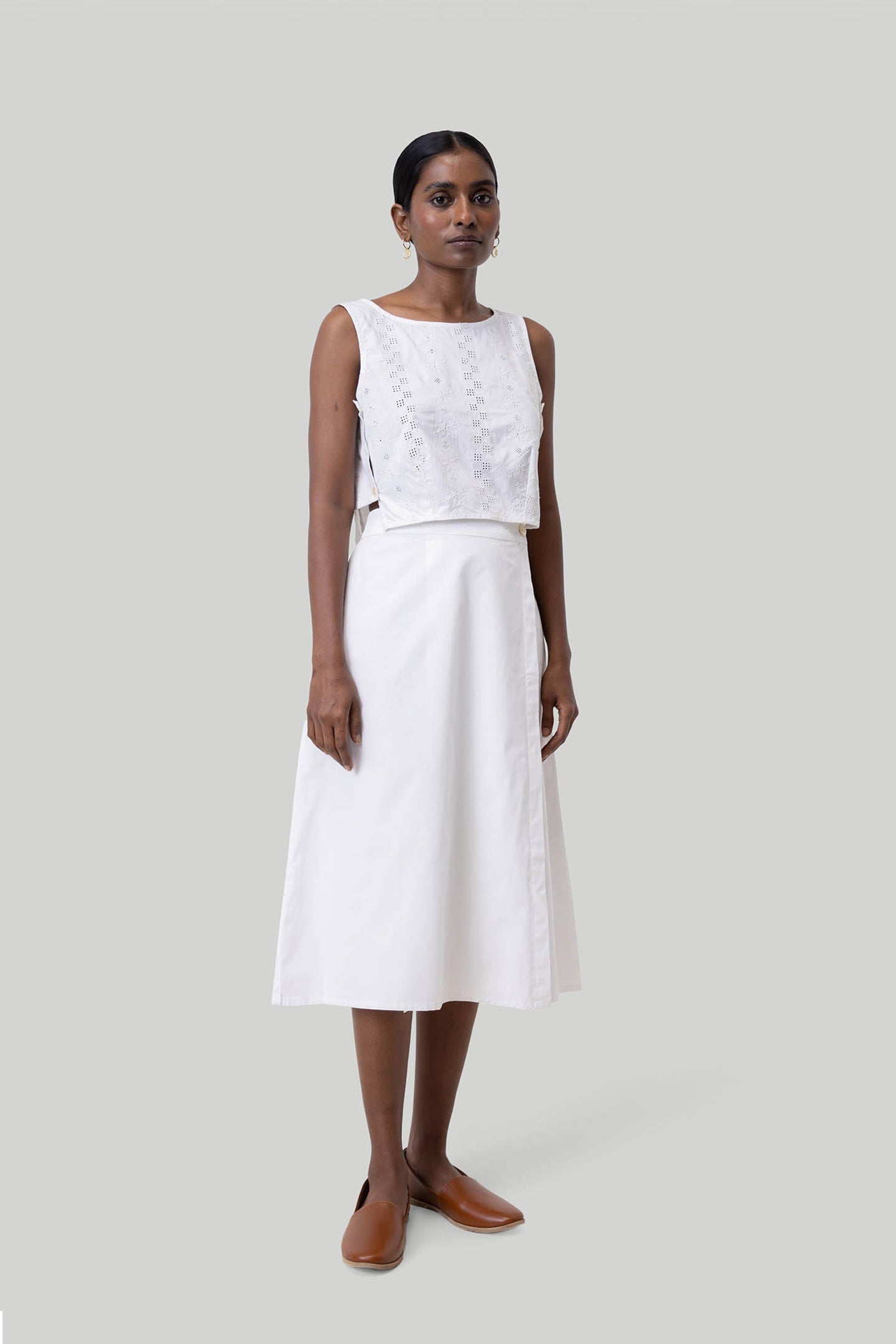 Reistor Overlap Midi Skirt in White