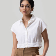 Reistor Oversized Crop Shirt in Off-white