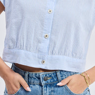 Reistor Oversized Crop Shirt in Classic Stripes