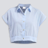 Reistor Oversized Crop Shirt in Classic Stripes