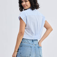 Reistor Oversized Crop Shirt in Classic Stripes