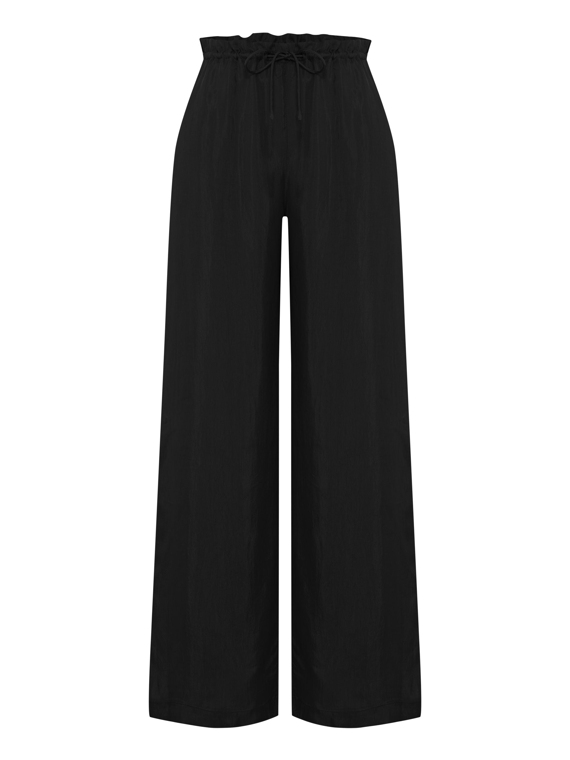 The Handloom Lucid Flow Tie Pants - Black