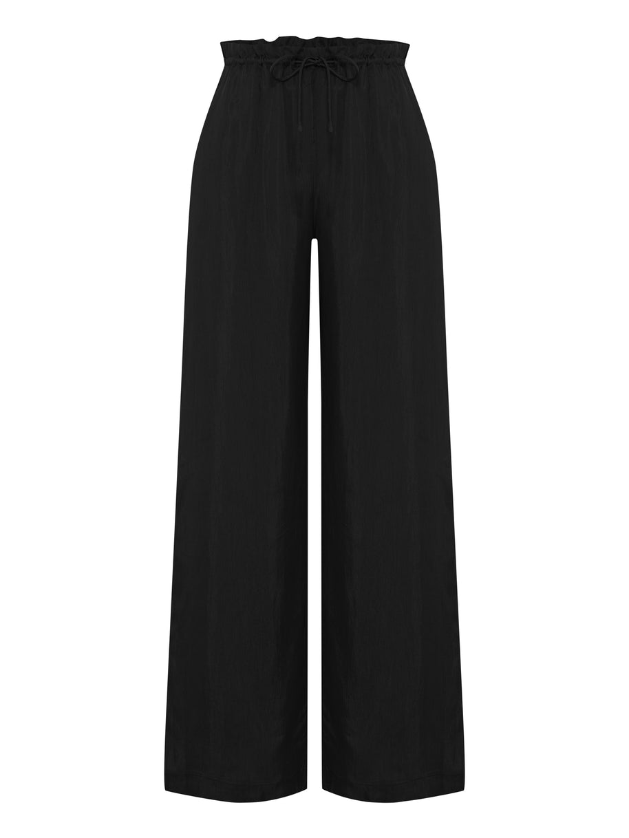 The Handloom Lucid Flow Tie Pants - Black