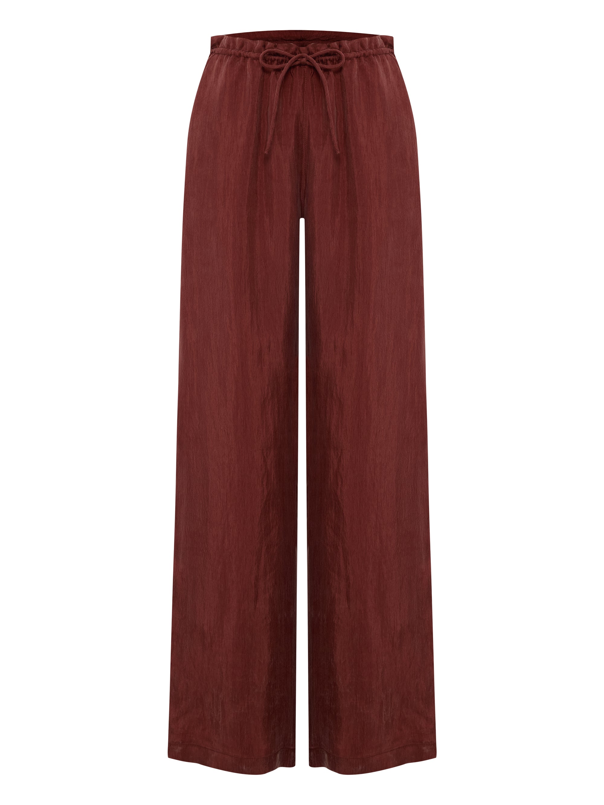 The Handloom Lucid Flow Tie Pants - Burgundy
