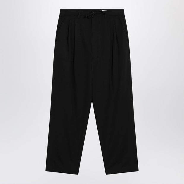 LEMAIRE Black Drawstring Pants In Wool Blend
