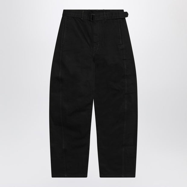 LEMAIRE Black Cotton Trousers With Belt