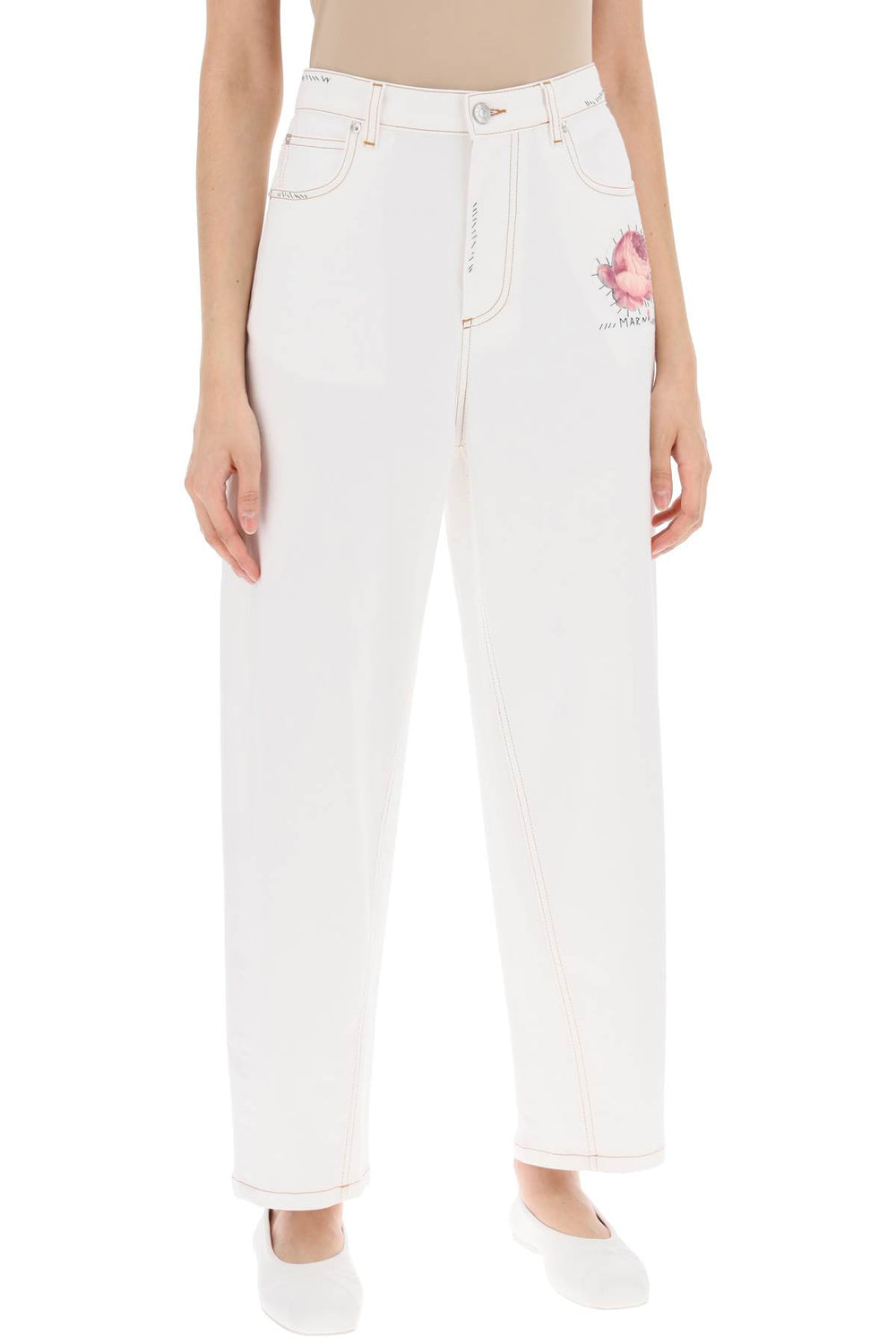 Marni Embroidered Stretch Cotton Jeans