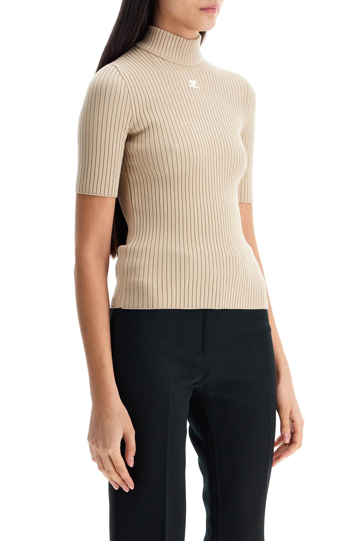 Courreges Short-sleeved Ribbed Re-edition Top