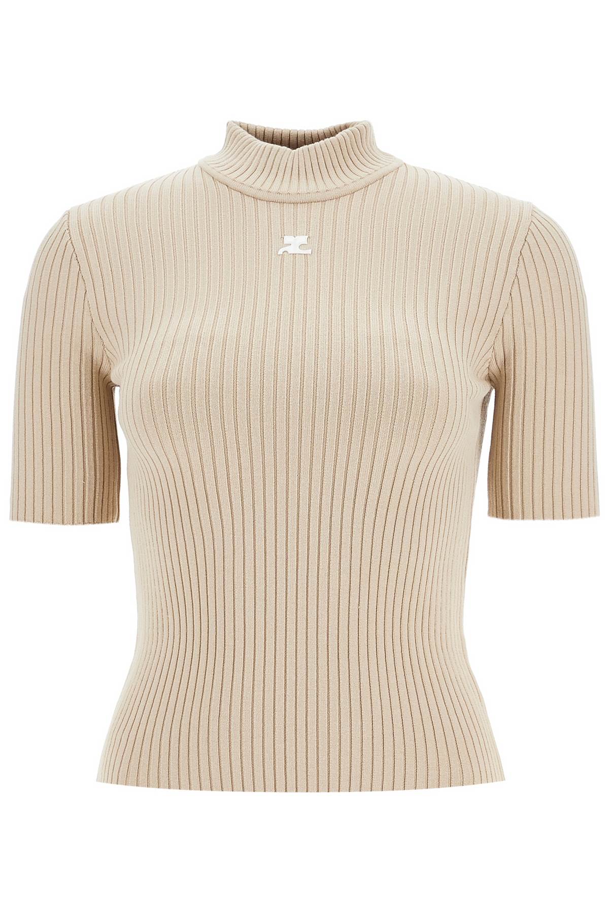 Courreges Short-sleeved Ribbed Re-edition Top