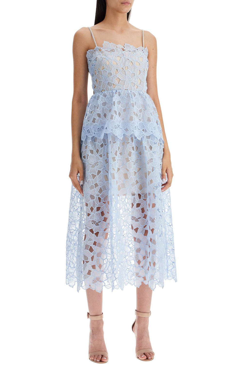 Self-Portrait Organza Lace Midi Dress