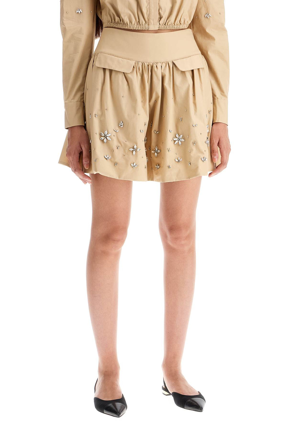 Self-Portrait Crystal Embellished Mini Skirt