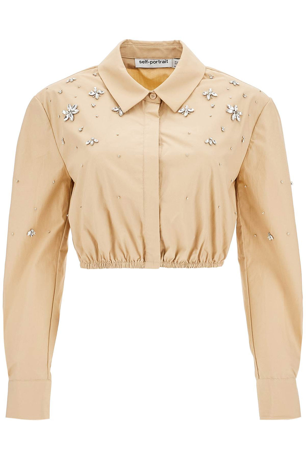 Self-Portrait Cropped Crystal Embellished Shirt