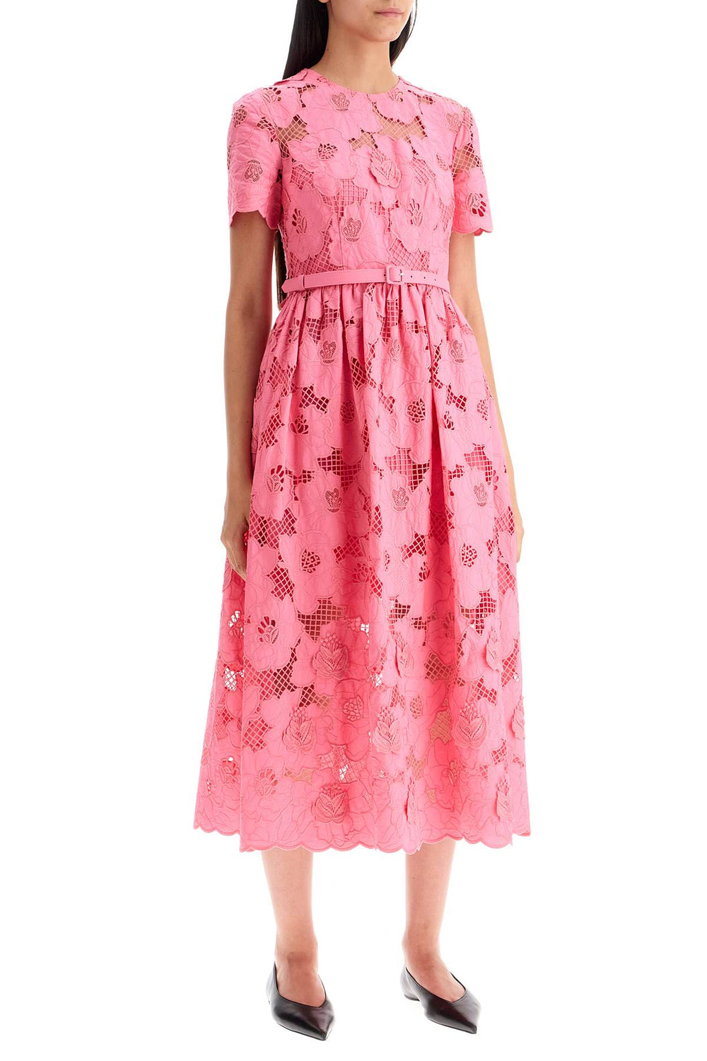 Self-Portrait Floral Lace Midi Dress