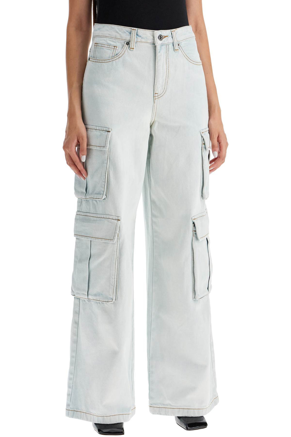 Self-Portrait Wide Leg Cargo Jeans