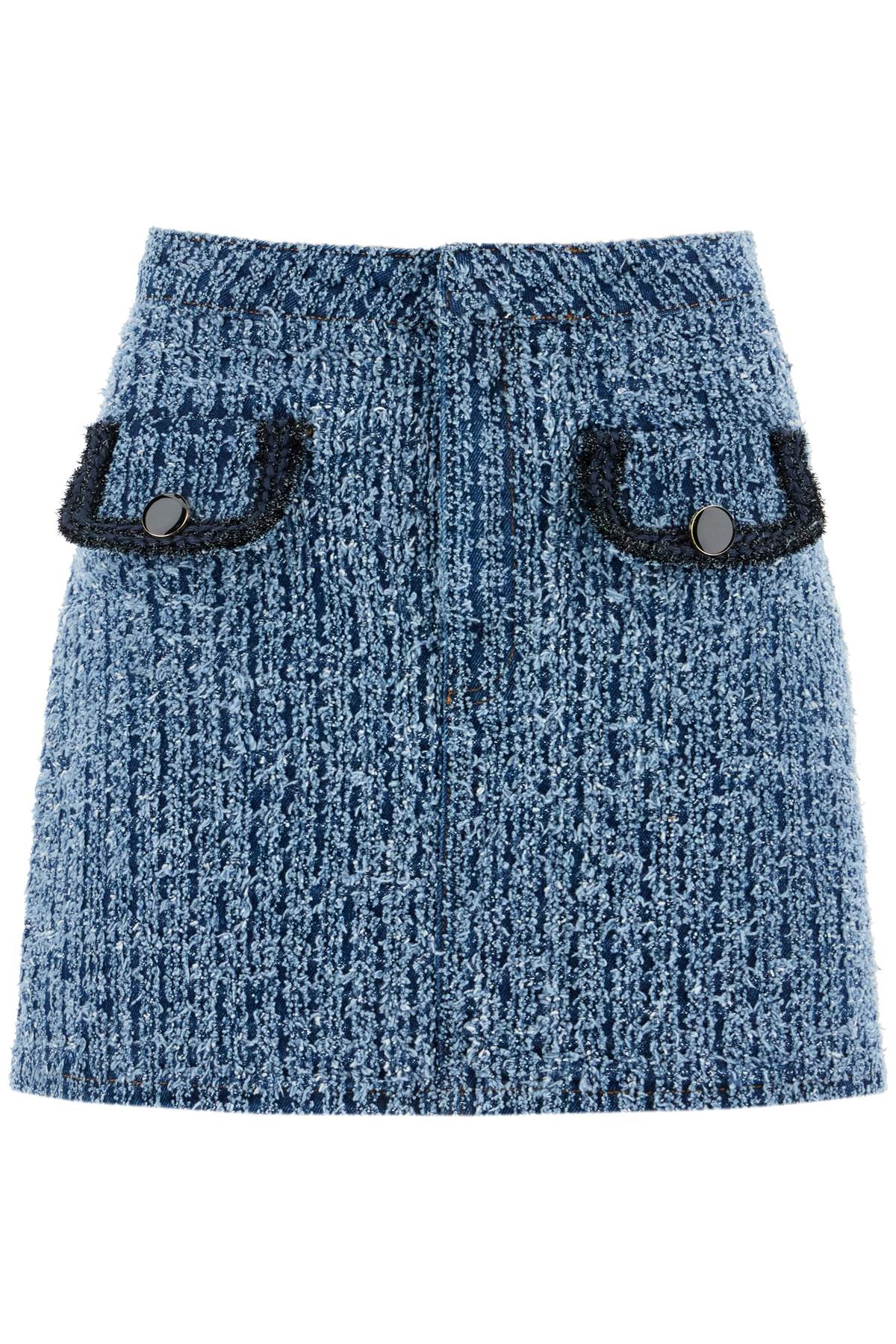 Self-Portrait Textured Denim Mini SKirt