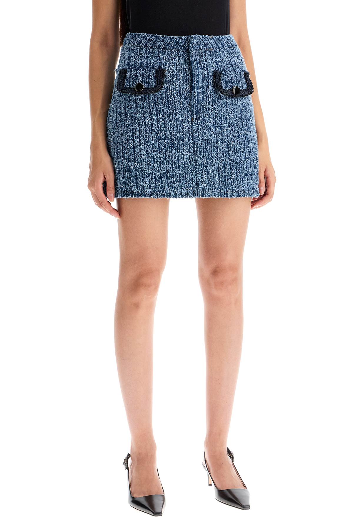 Self-Portrait Textured Denim Mini SKirt