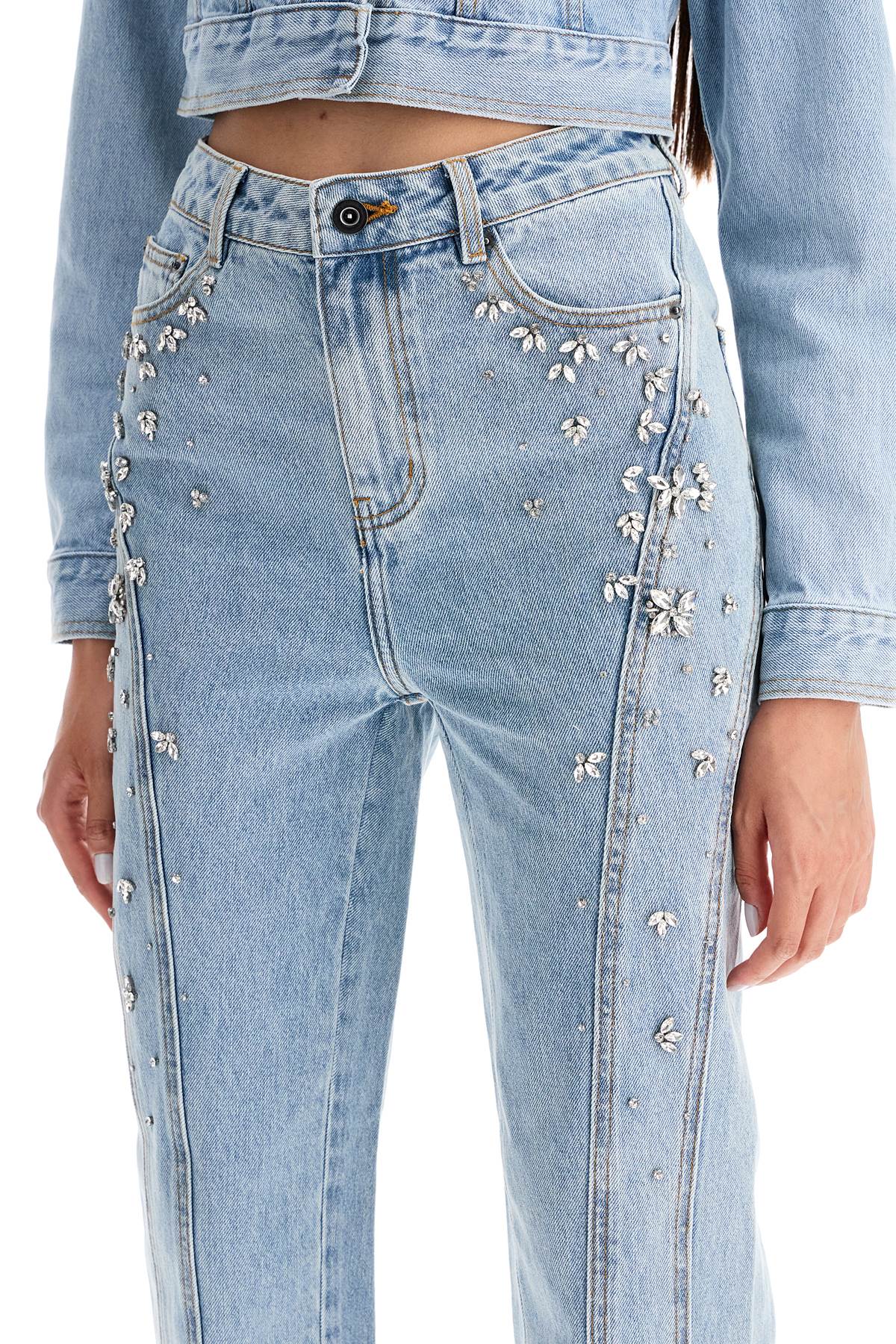 Self-Portrait Crystal Embellished Straight Jeans