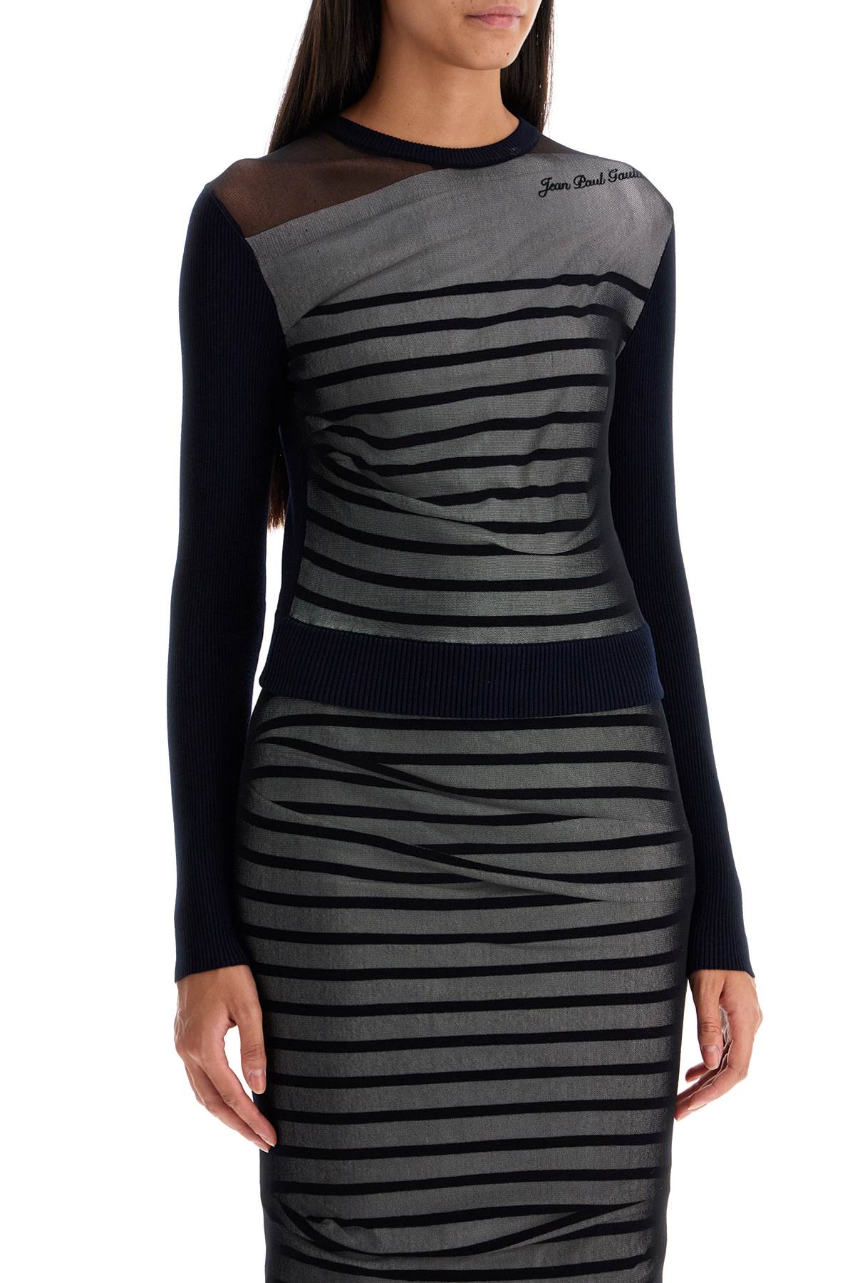 JEAN PAUL GAULTIER Striped Mesh Sweater