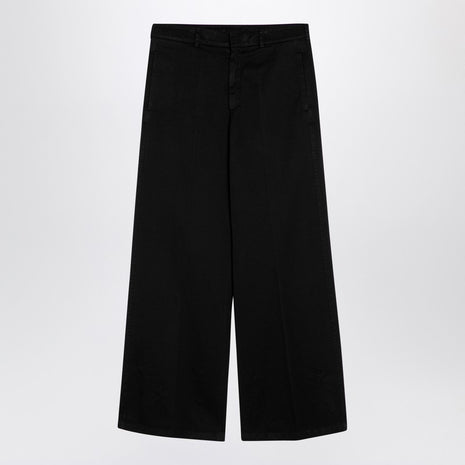 Palm Angels Black Cotton Wide Trousers