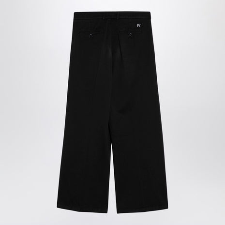 Palm Angels Black Cotton Wide Trousers