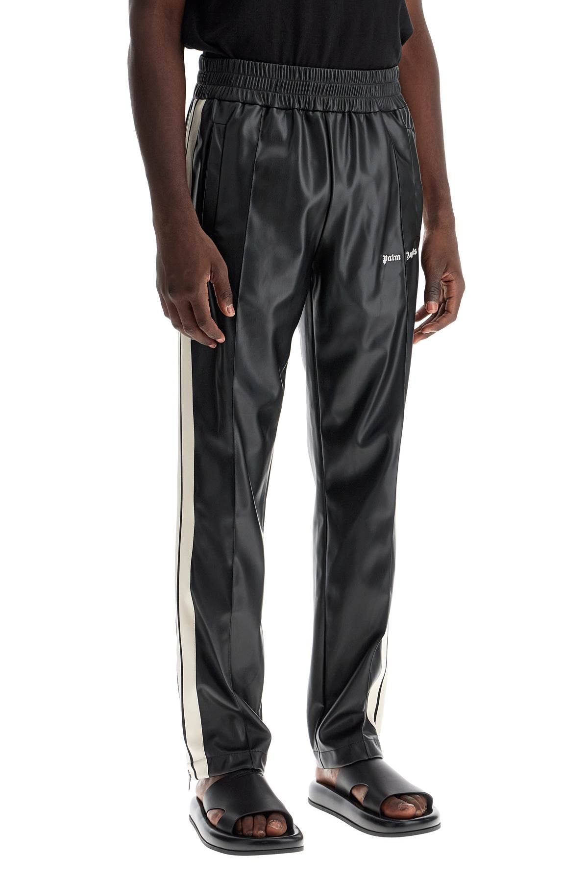 Palm Angels Eco Leather Joggers With Side Stripes