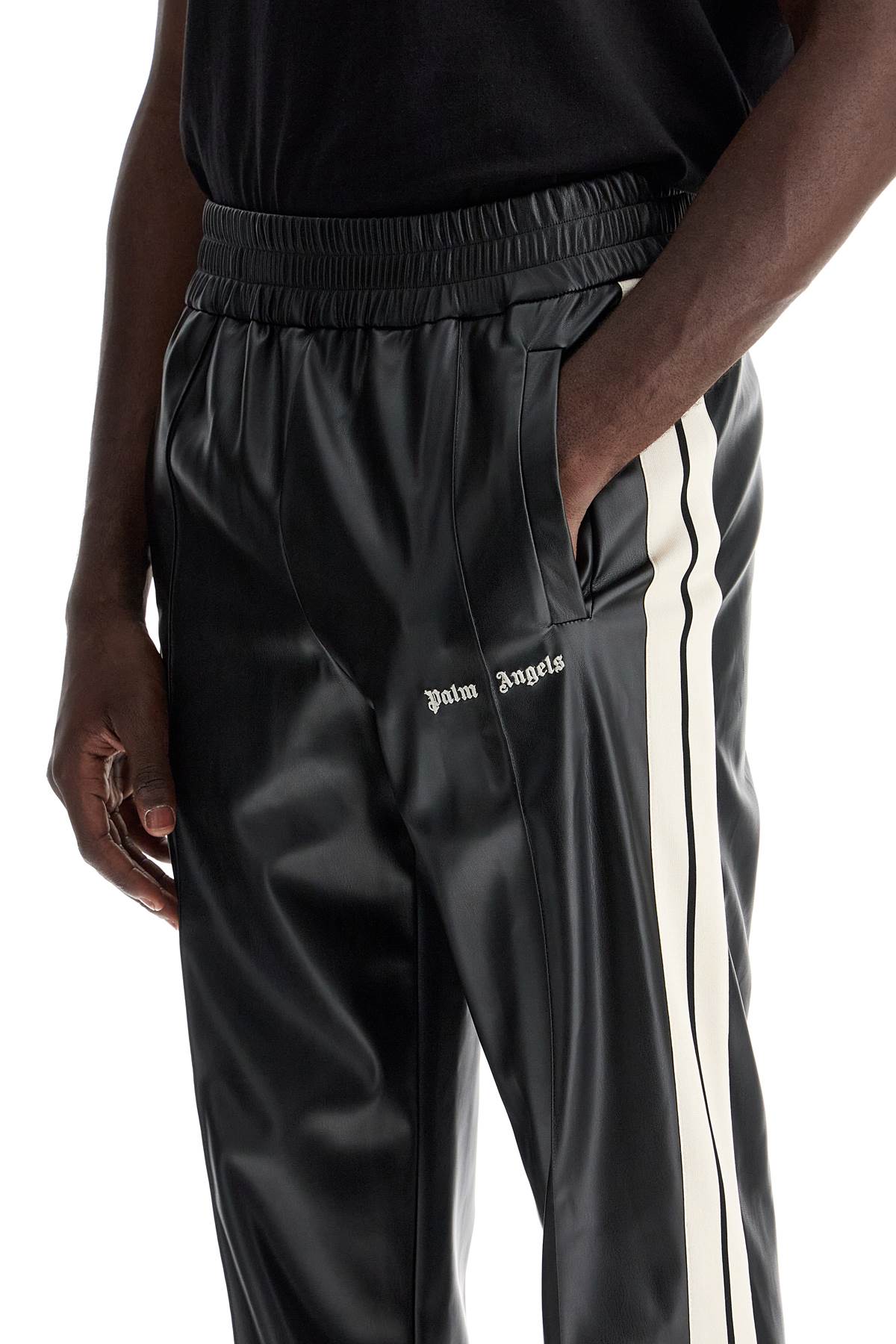 Palm Angels Eco Leather Joggers With Side Stripes