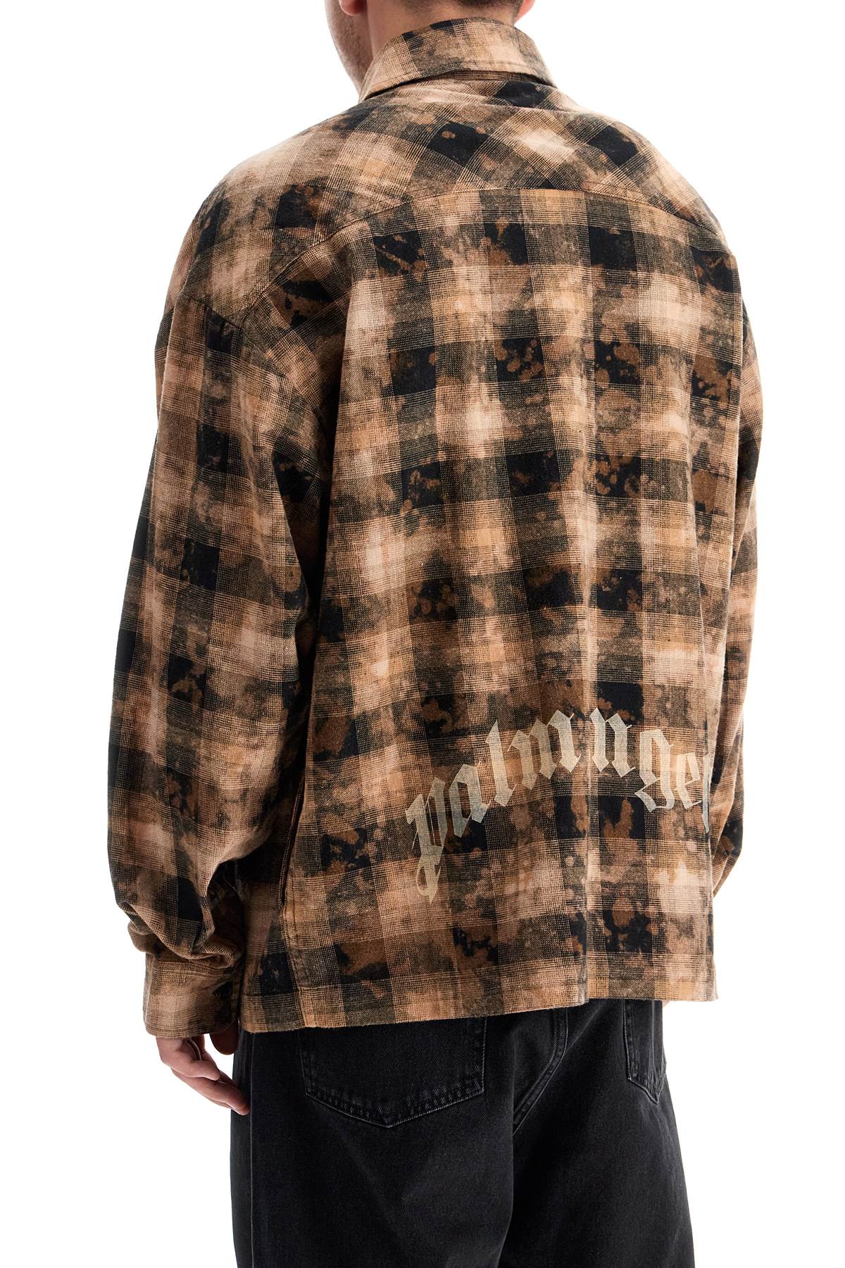 Palm Angels Flannel Shirt With Curved Logo