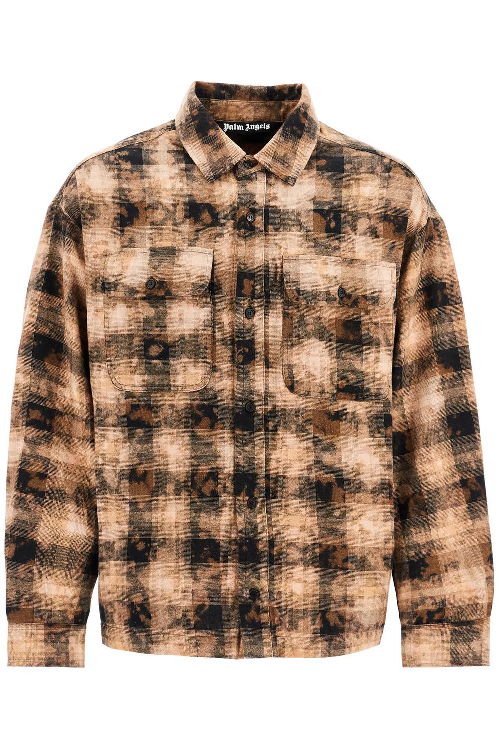 Palm Angels Flannel Shirt With Curved Logo