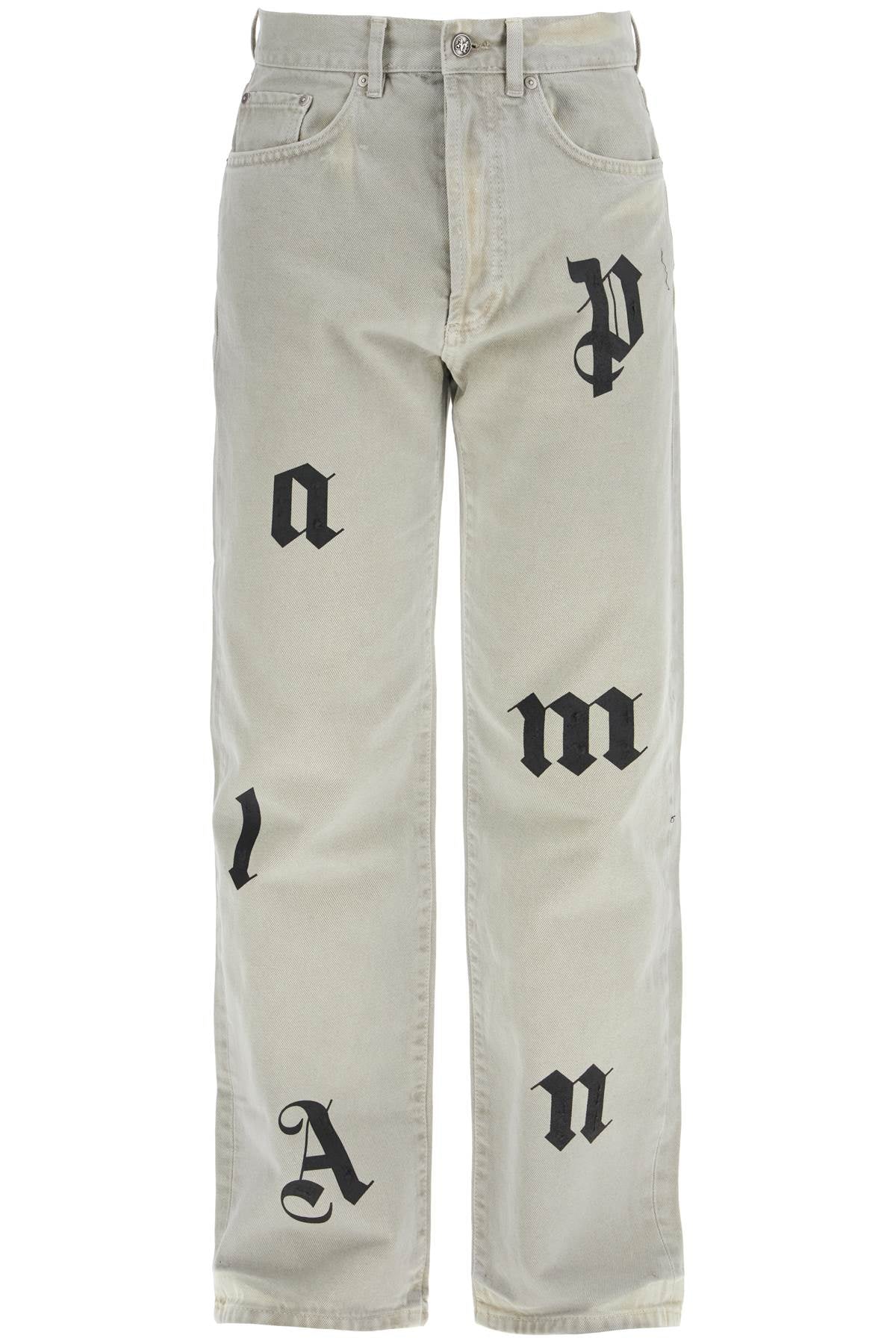 Palm Angels Loose Fit Printed Detail Jeans