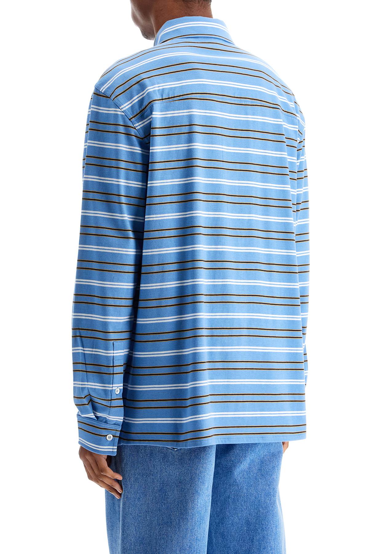 Marni Light Blue Cotton Shirt With Stripes