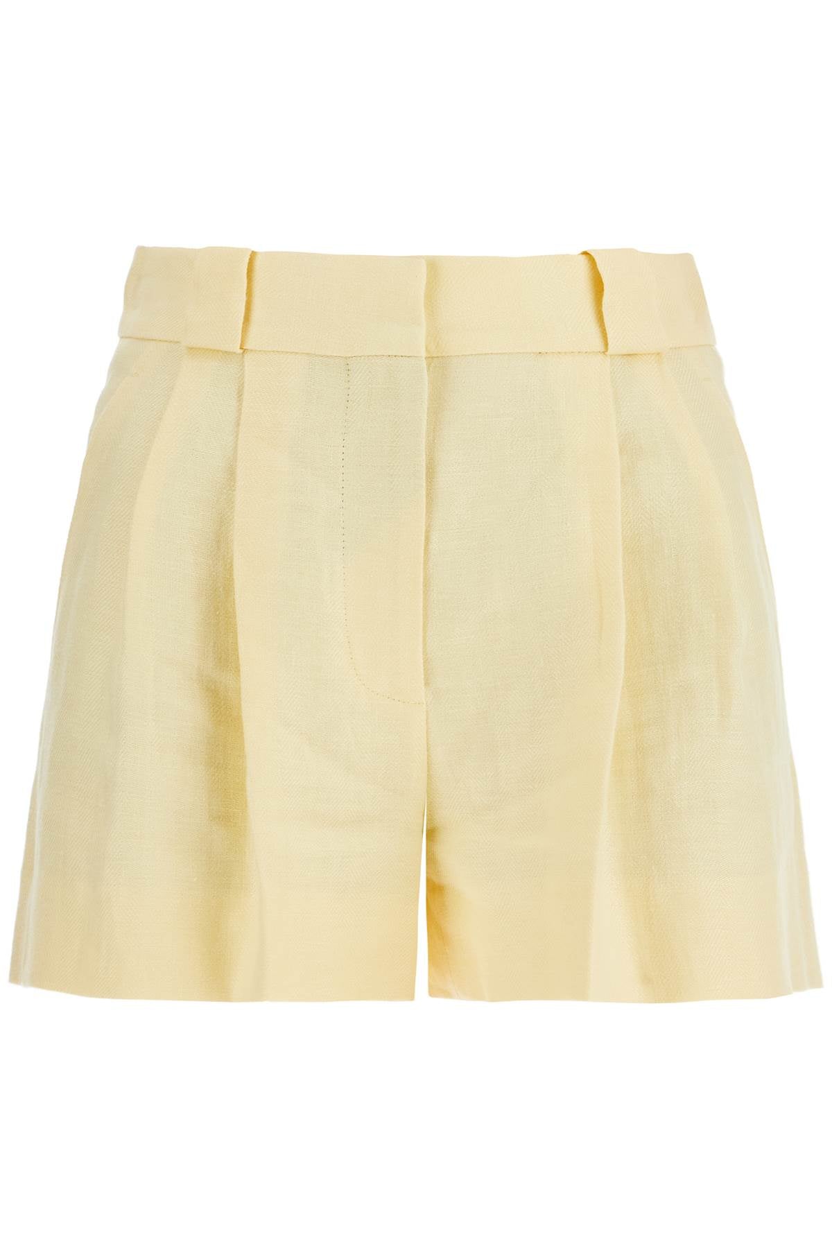 Blaze Milano Light Yellow High-Waisted Linen Shorts