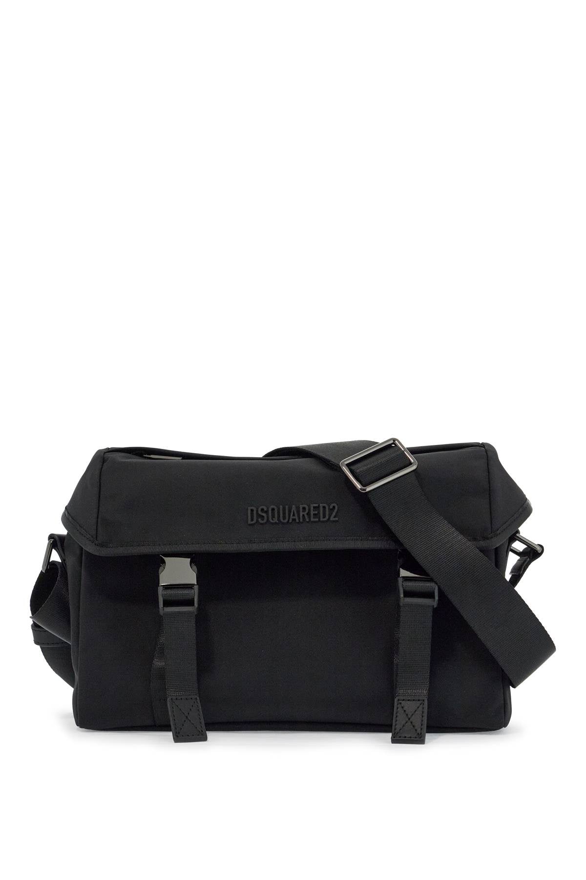 Dsquared2 Black Shoulder Bag In Polyamide With Spacious Compartment