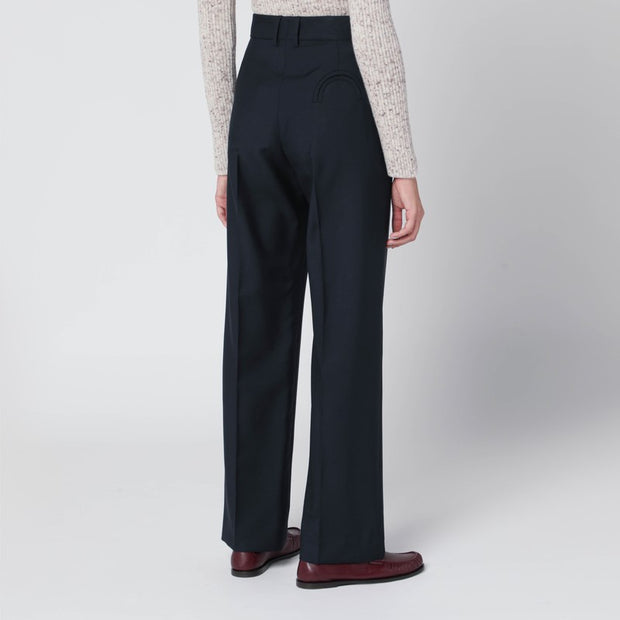 Blazé Milano First Class Pants In Navy Blue Wool And Mohair
