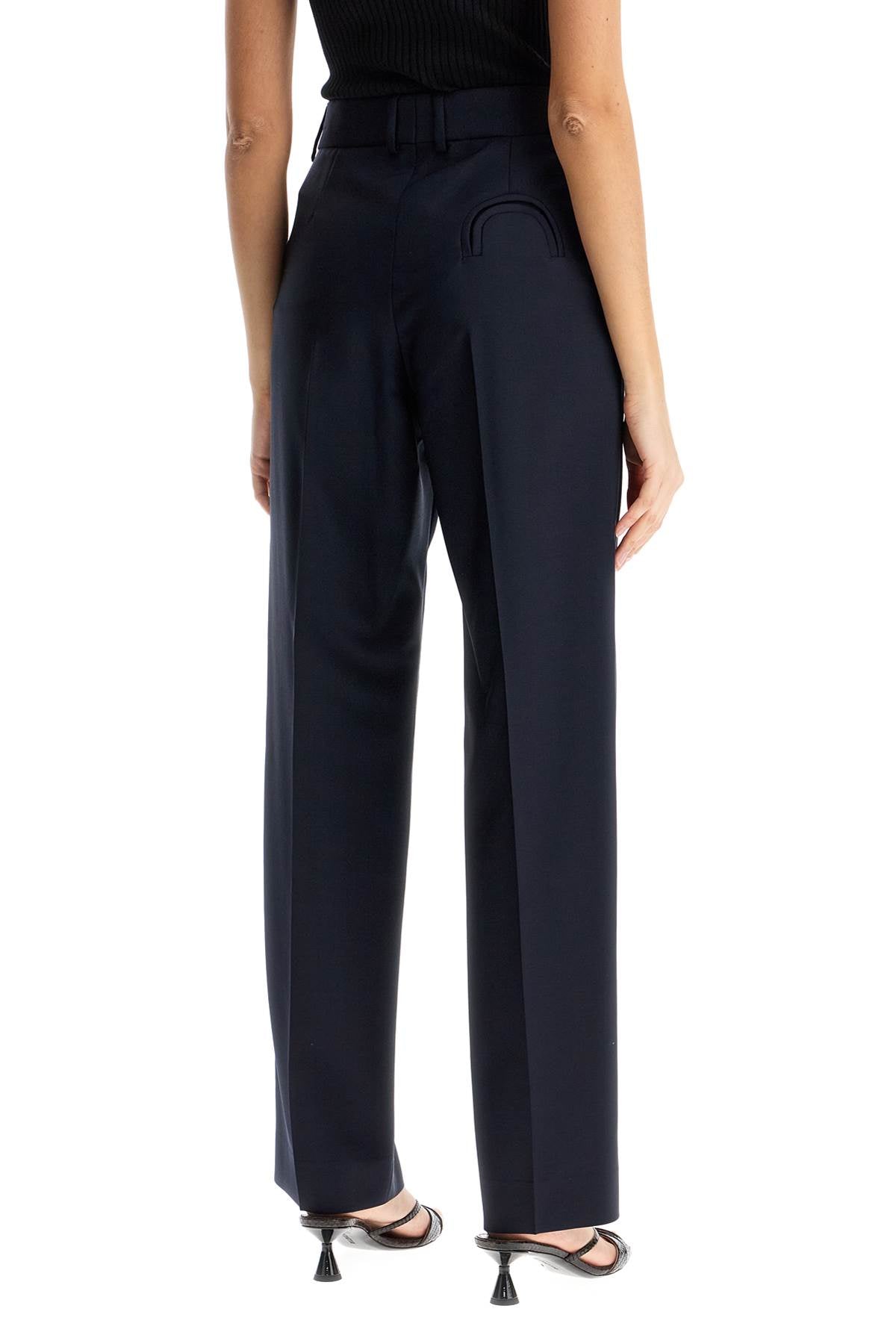 Blaze Milano First Class Fox Navy Blue Wool-Mohair High Waisted Pants