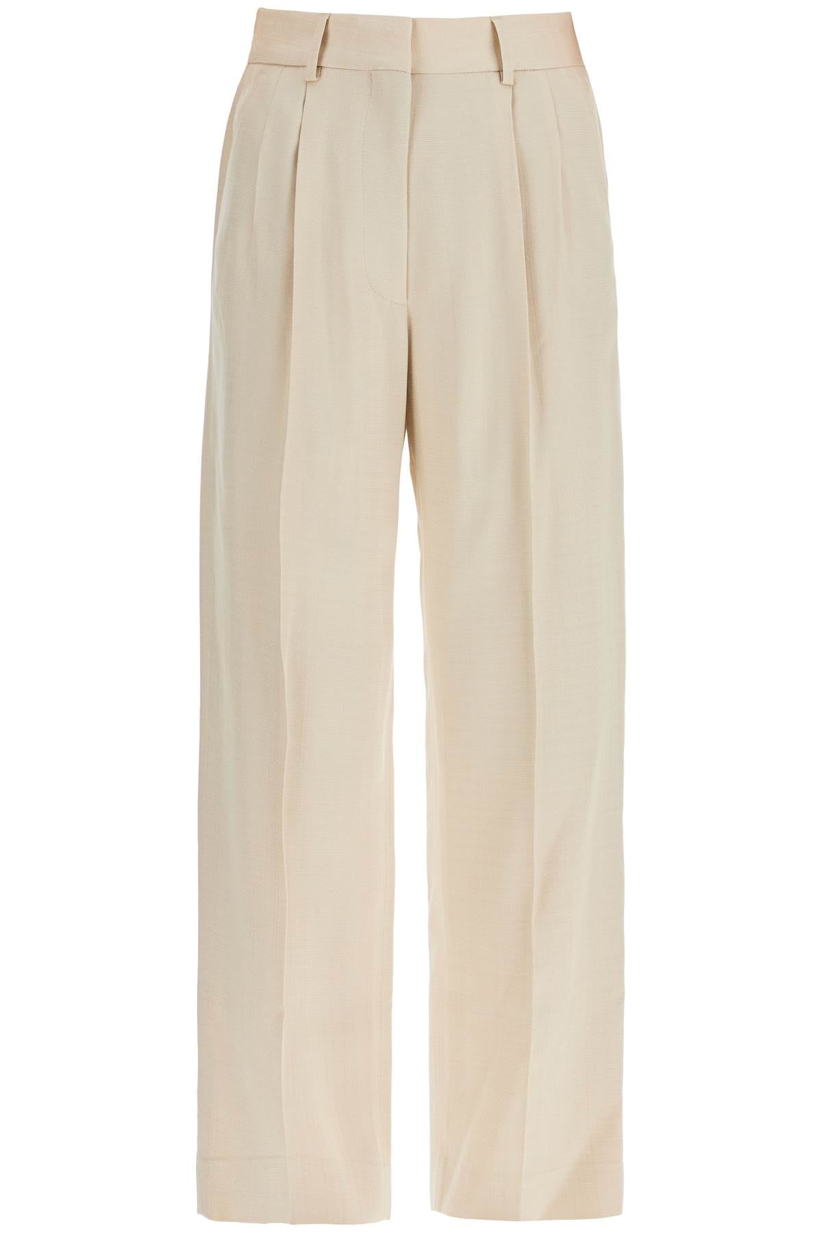 Blaze Milano Ivory Viscose Pants With Embroidered Pocket