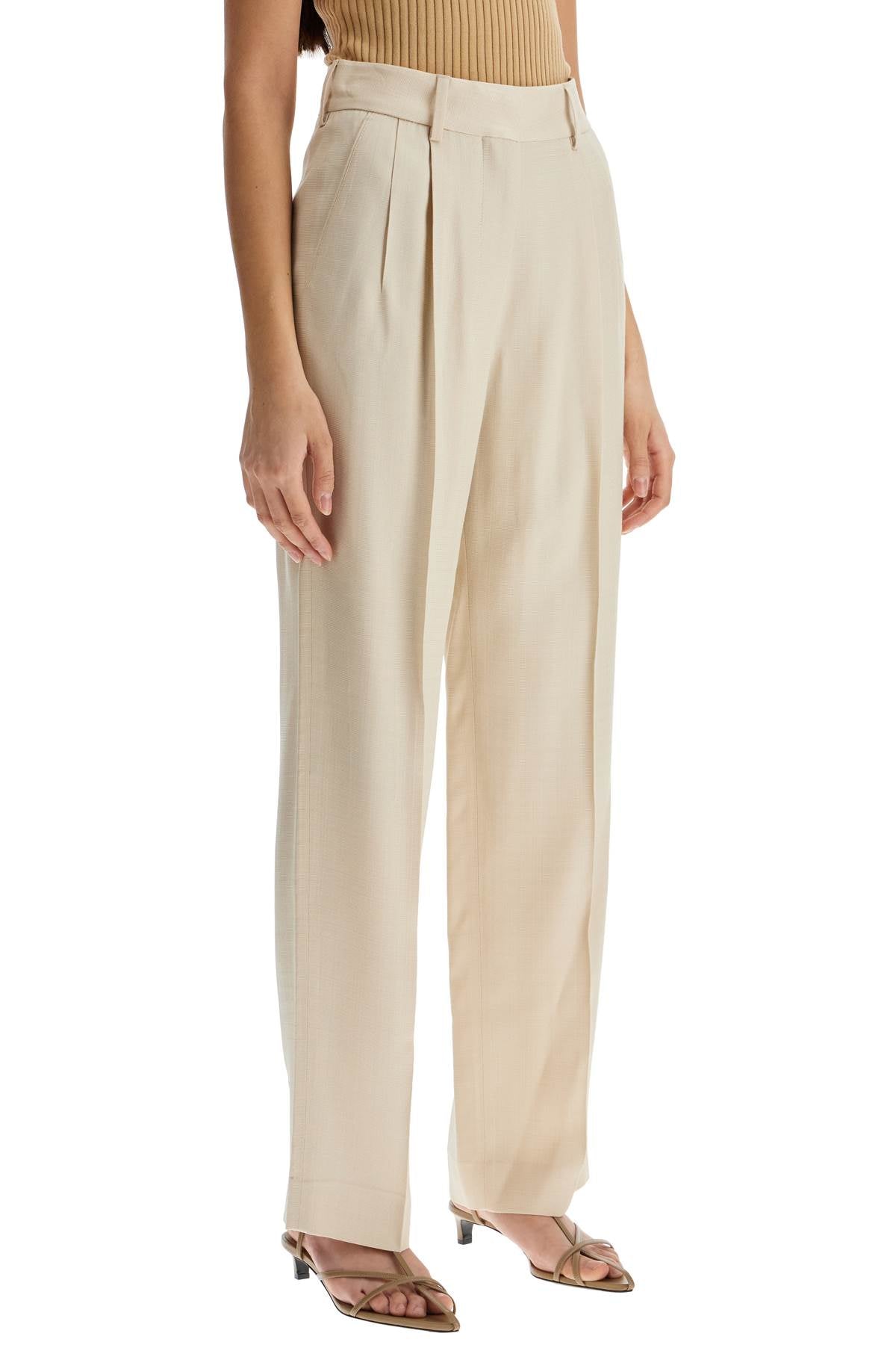 Blaze Milano Ivory Viscose Pants With Embroidered Pocket