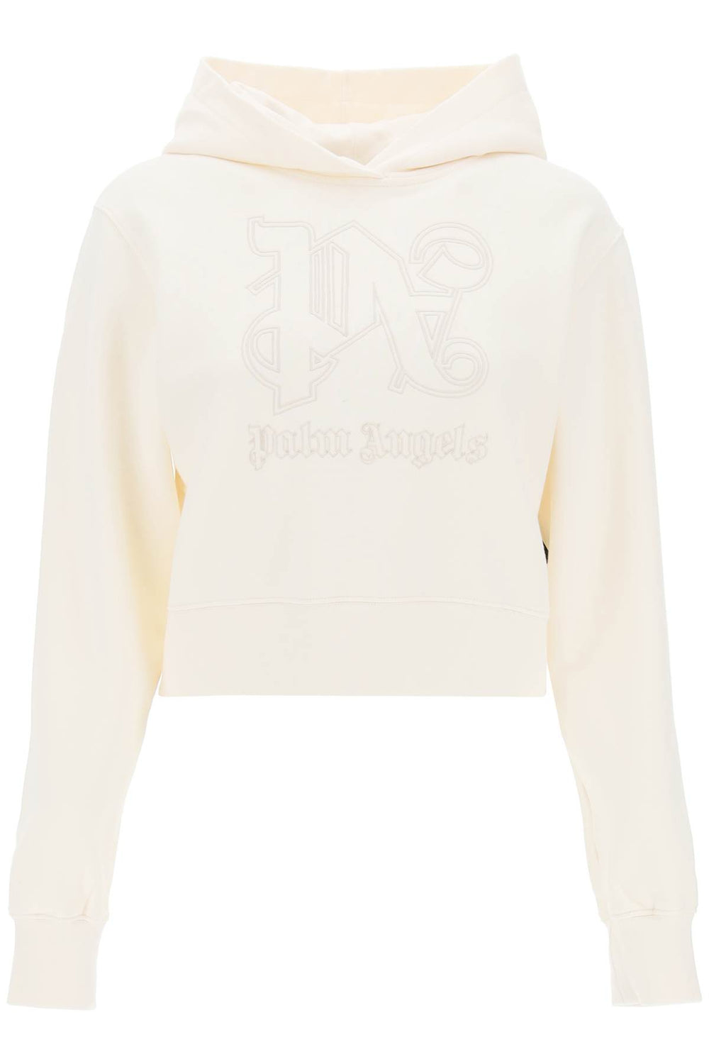 Palm Angels Cropped Hoodie With Monogram Embroidery