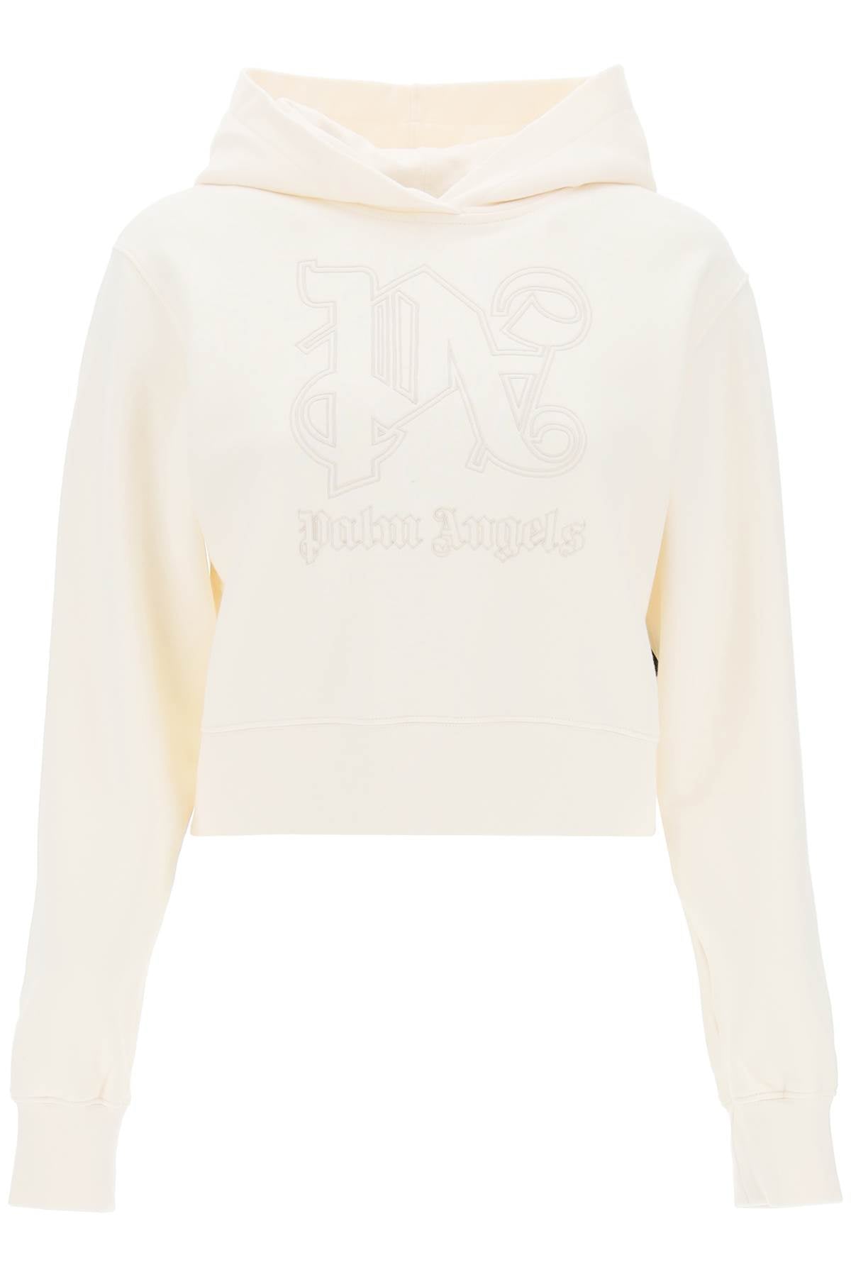 Palm Angels Cropped Hoodie With Monogram Embroidery